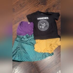 Cat & Jack Purple and Teal Mermaid Set with Black Tee